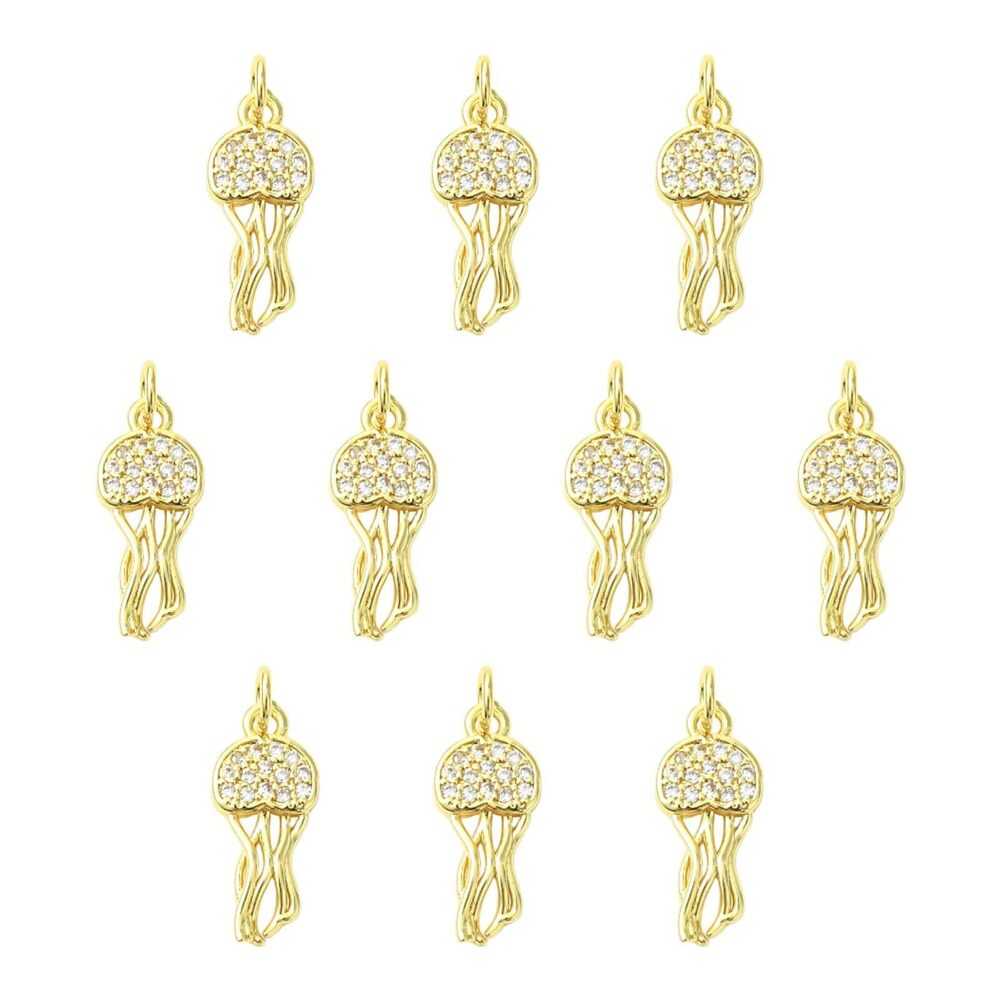 6165 5 Pcs Gold Jellyfish Animal Charms for Jewelry Making Brass Cubic